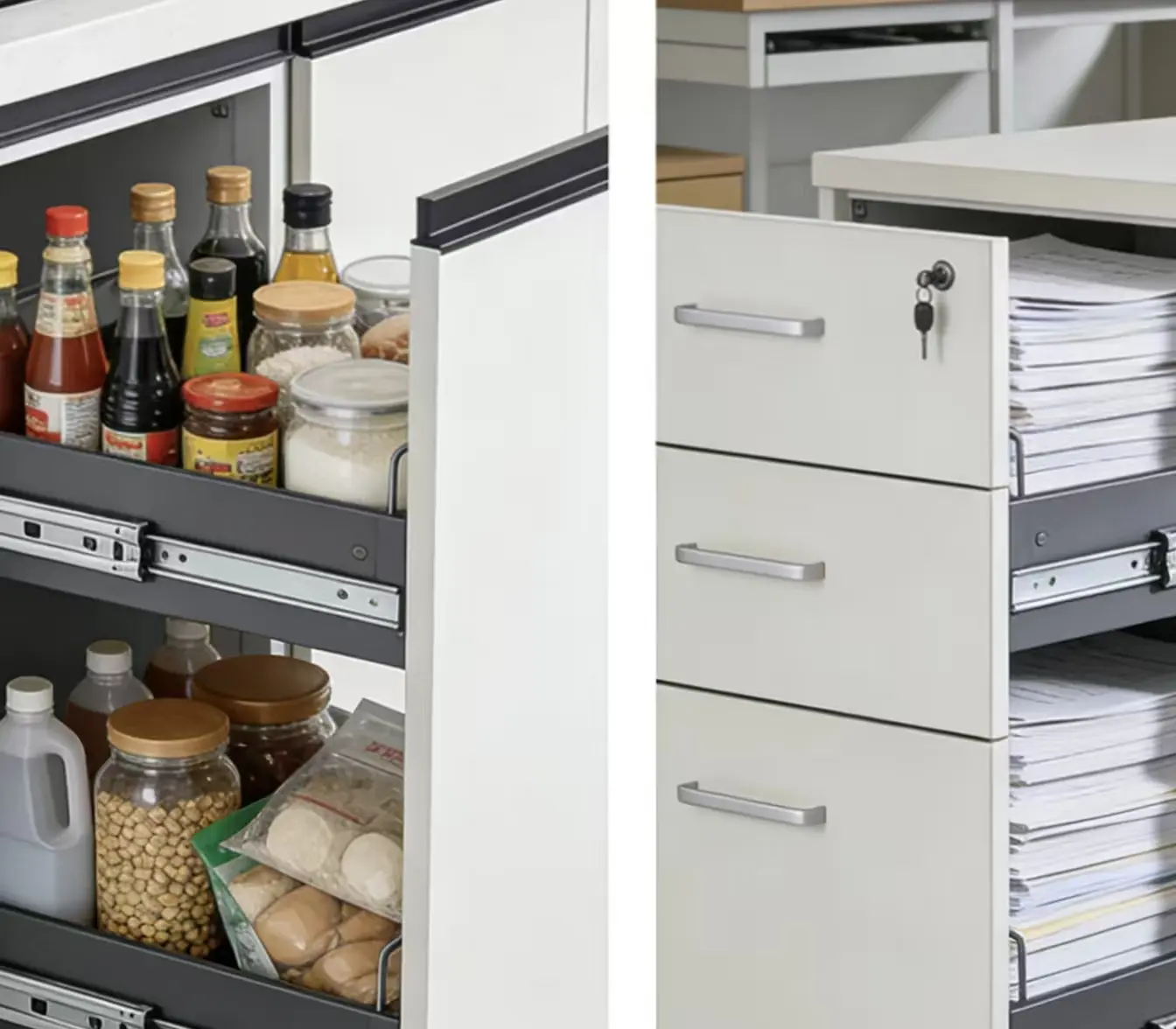 Can bear a load of 100 kilograms! This mid-sized sliding rail has eliminated the "collapse crisis" for kitchens and office storage areas.
